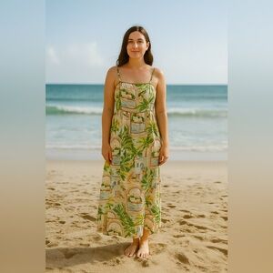 The Good Journey Maxi Sundress Size 10 Tropical Beachy Vacation Babydoll Wedding